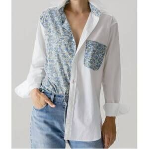 NEW CISSA men's color block shirt in white/somerset